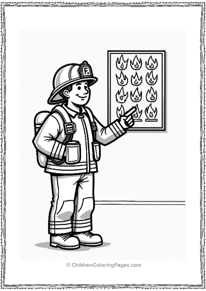 Firefighter With Fire Safety Poster Free PDF Printable
