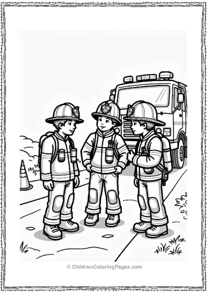 Firefighters Training With Fire Truck Free PDF Printable
