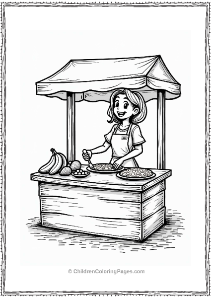 Food Cheerful Crepe Stall With Fresh Fruits Free PDF Printable