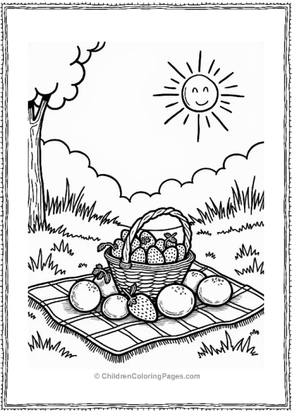 Food Cheerful Picnic With Fresh Fruits Free PDF Printable