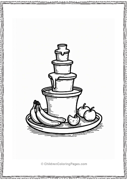 Food Chocolate Fountain With Fruits Free PDF Printable