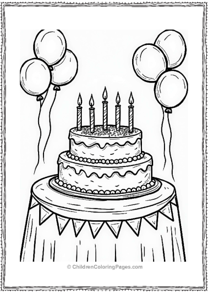 Food Colorful Birthday Cake With Candles Free PDF Printable