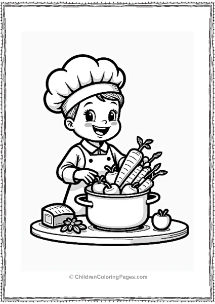 Food Cute Chef Stirring A Pot Of Vegetables Free PDF Printable