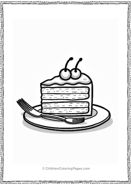 Food Delightful Cake Slice On A Cute Plate Free PDF Printable