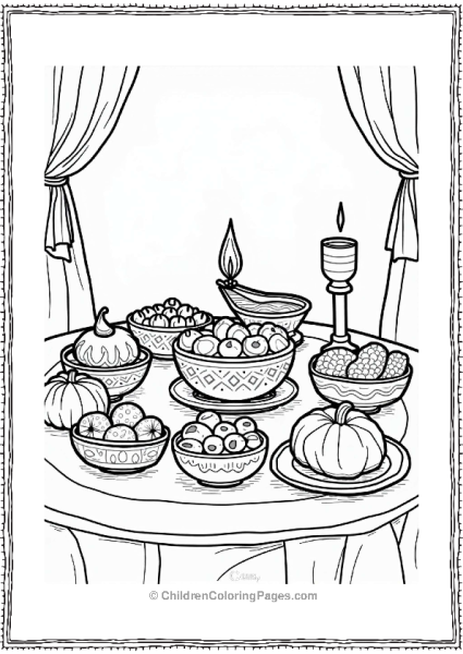 Food Diwali Feast With Sweets And Diyas Free PDF Printable