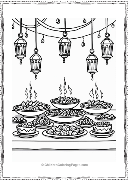 Food Eid Feast Table With Traditional Dishes Free PDF Printable