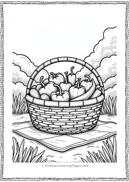 Food Fresh Vegetables In A Picnic Basket Free PDF Printable
