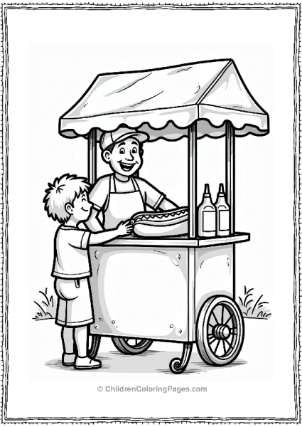 Food Hot Dog Cart With Happy Child Free PDF Printable
