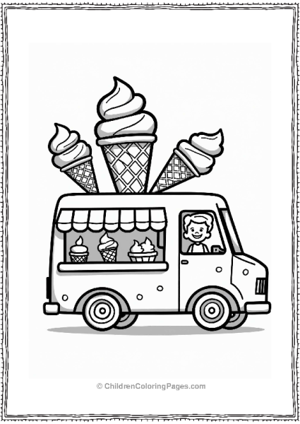 Food Ice Cream Truck Serving Kids Free PDF Printable