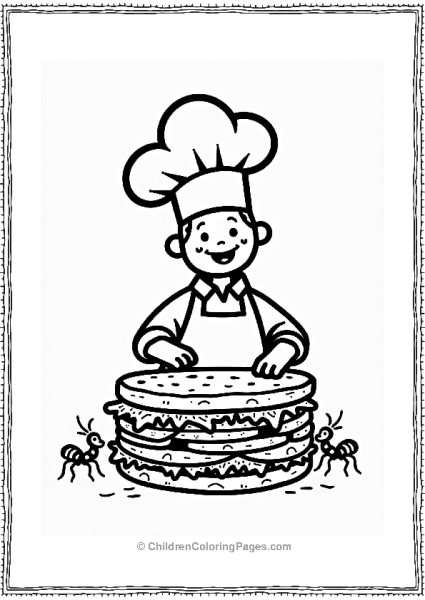 Food Joyful Chef Making A Sandwich Free PDF Printable