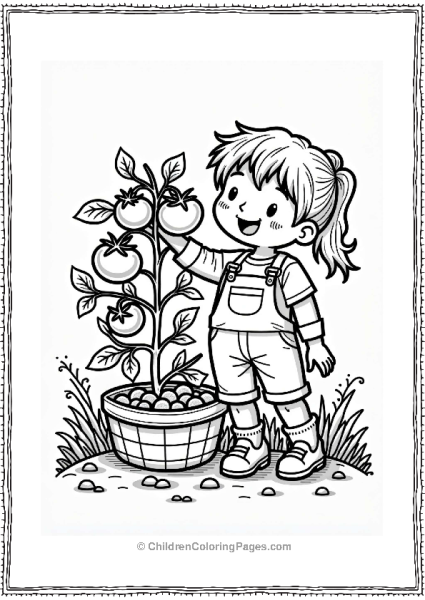 Food Joyful Gardener Picking Ripe Tomatoes Free PDF Printable