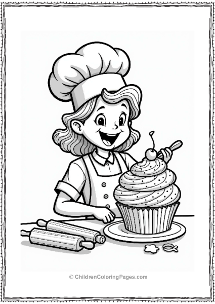 Food Playful Chef Decorating A Cupcake Free PDF Printable