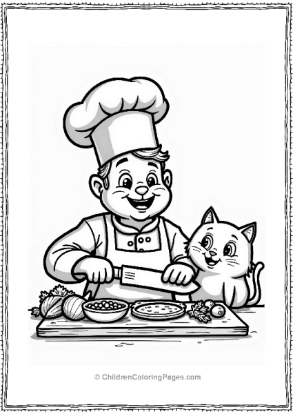 Food Playful Chef Slicing Vegetables Free PDF Printable