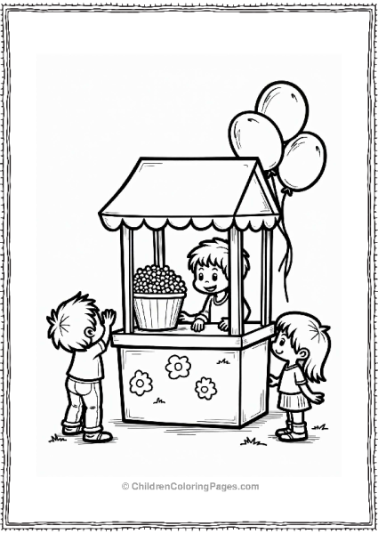 Food Popcorn Stall With Excited Kids Free PDF Printable