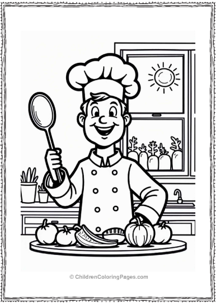 Food Smiling Chef With Fruits And Vegetables Free PDF Printable