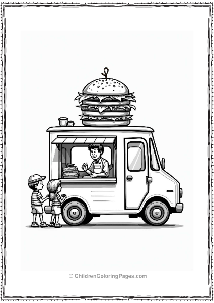 Food Truck With Chef And Kids Free PDF Printable