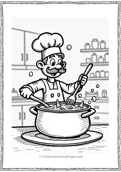 Food Whimsical Chef Stirring Vibrant Soup Free PDF Printable