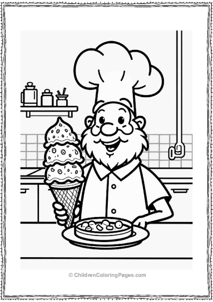 Food Whimsical Chef With Giant Ice Cream Cone Free PDF Printable