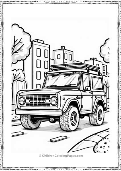 Ford Bronco Driving In A Cityscape Free PDF Printable