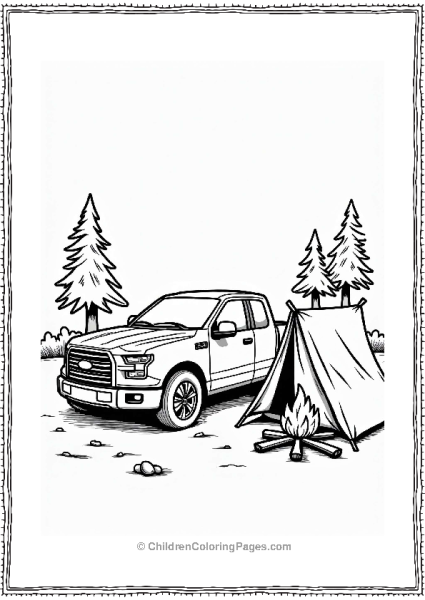 Ford Car At A Campsite Free PDF Printable