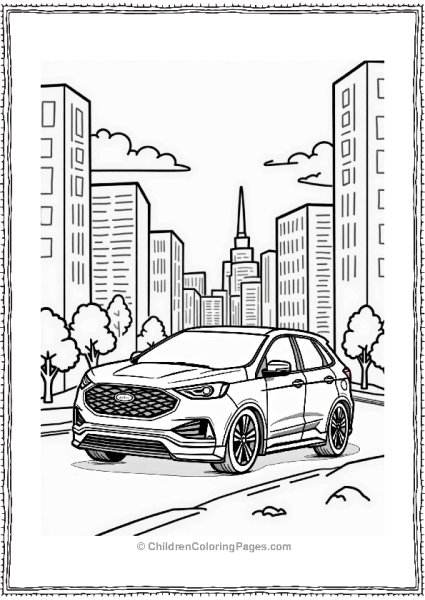 Ford Car In A Cityscape Free PDF Printable