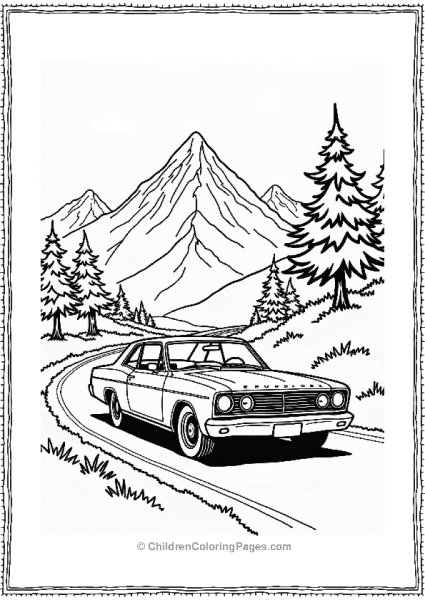 Ford Car On A Mountain Road Free PDF Printable