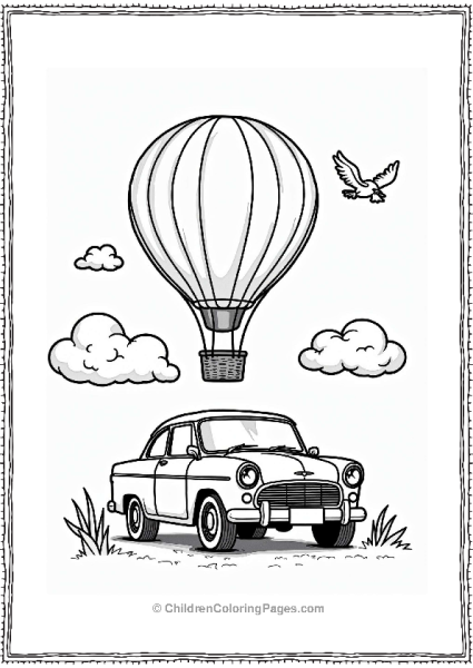 Ford Car Under A Hot Air Balloon Free PDF Printable