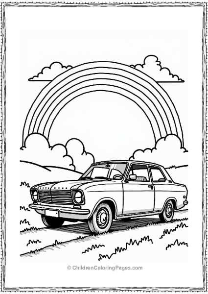 Ford Car With Rainbow Free PDF Printable