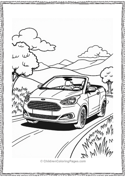 Ford Convertible On A Scenic Drive Free PDF Printable