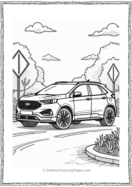 Ford Edge At A Roundabout Free PDF Printable