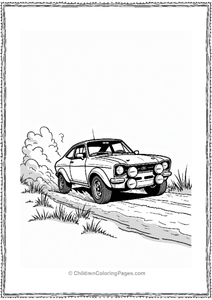 Ford Escort Rally Car On Dirt Road Free PDF Printable