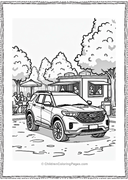 Ford Explorer At Urban Food Truck Free PDF Printable