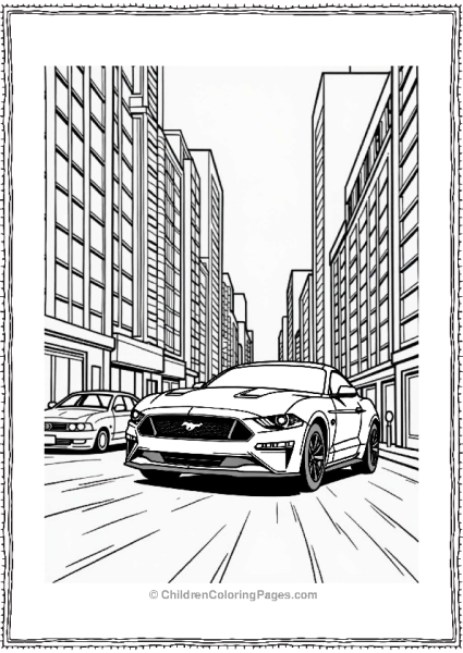 Ford Mustang In A Cityscape Free PDF Printable