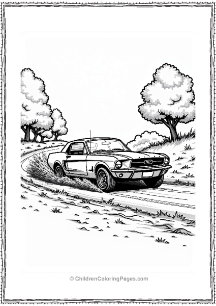 Ford Mustang On A Dirt Track Free PDF Printable