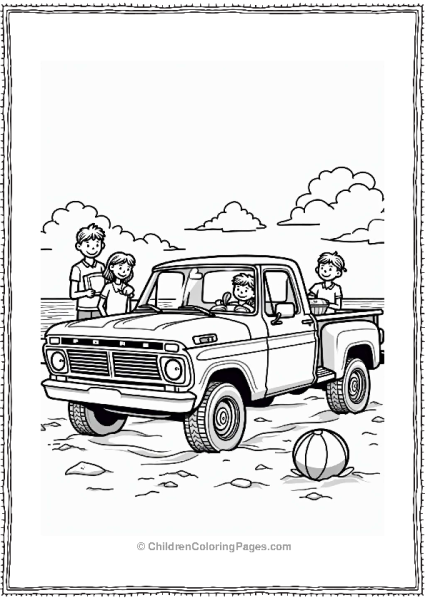 Ford Pickup Truck At The Beach Free PDF Printable