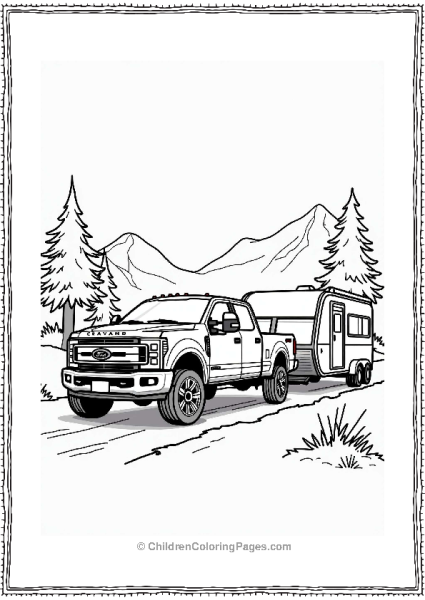 Ford Truck With Trailer At Campsite Free PDF Printable