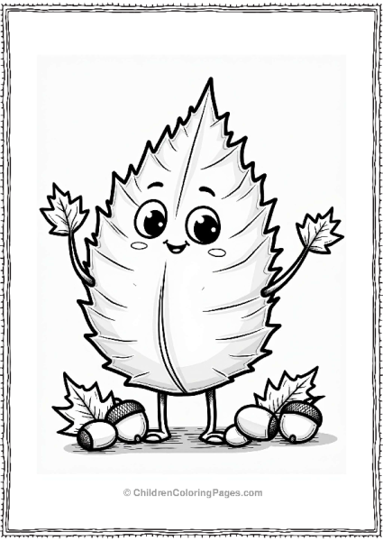 Friendly Leaf Monster With Acorns Free PDF Printable