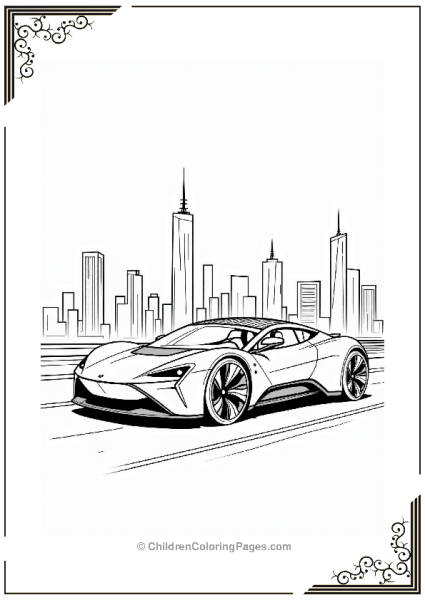 Futuristic Electric Sports Cars Outline Free PDF Printable