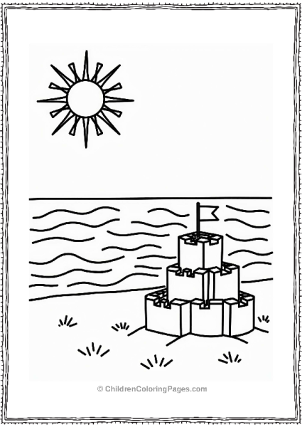 Geometric Beach Scene With Shapes Free PDF Printable