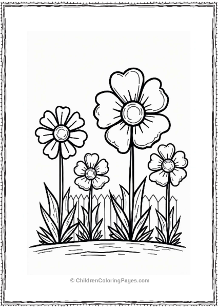 Geometric Flower Garden Coloring Page Free PDF Printable