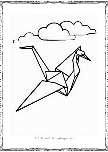 Geometric Origami Crane In Flight Free PDF Printable