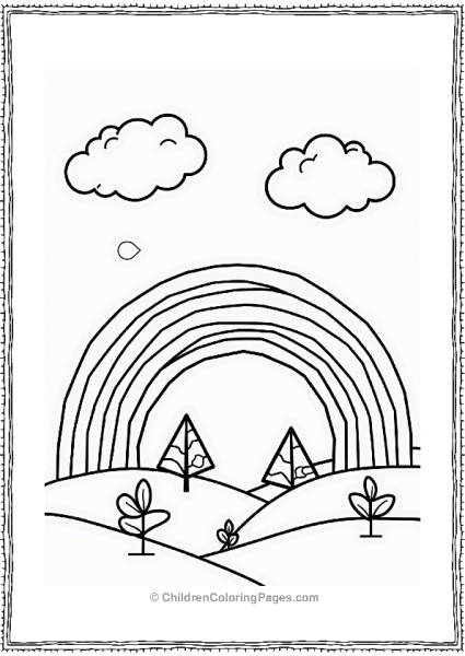 Geometric Shapes With A Rainbow And Clouds Free PDF Printable