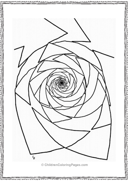 Geometric Spiraling Triangles Coloring Page Free PDF Printable