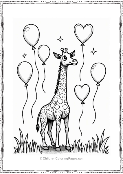 Giraffe Among Balloons Free PDF Printable