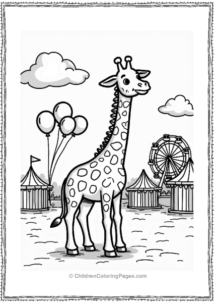 Giraffe At The Carnival Free PDF Printable