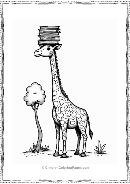 Giraffe Balancing Books Under A Tree Free PDF Printable