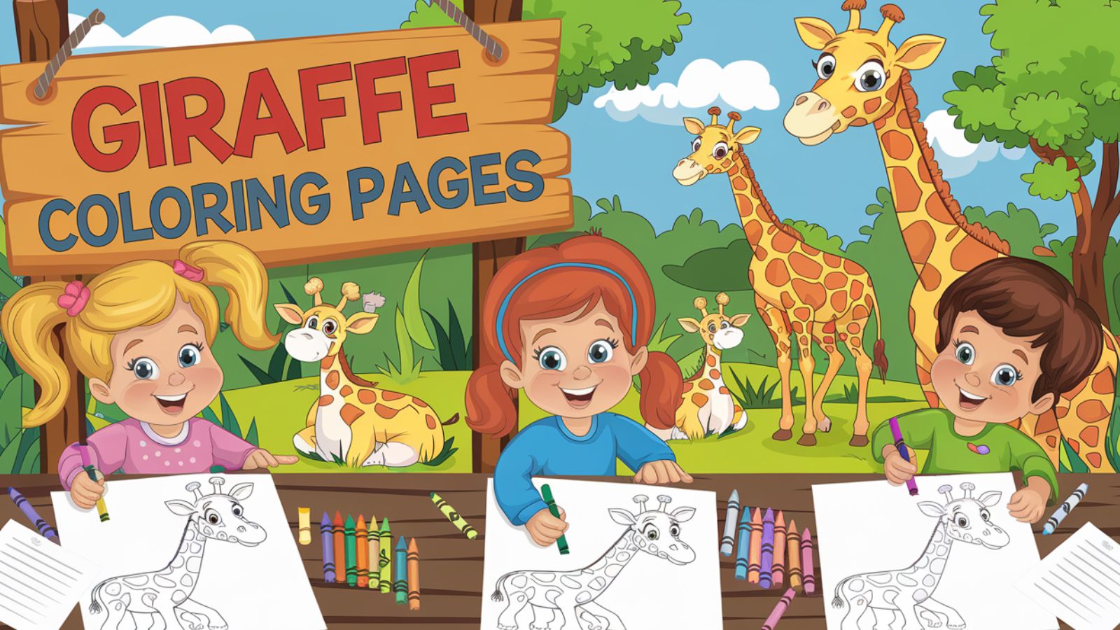 Giraffe Coloring Pages – Free PDF Printables 🦒🌳🌴