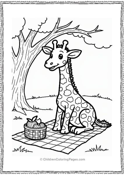 Giraffe Enjoying A Picnic Free PDF Printable