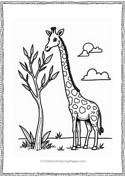Giraffe Reaching For Acacia Leaves Free PDF Printable