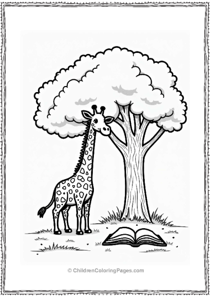 Giraffe Reading Under A Tree Free PDF Printable